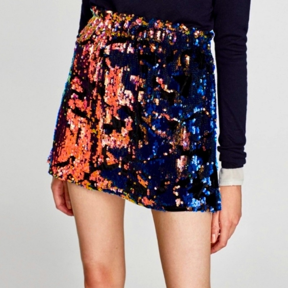 Zara Multicolor Sequin Mini Skirt - Picture 2 of 16